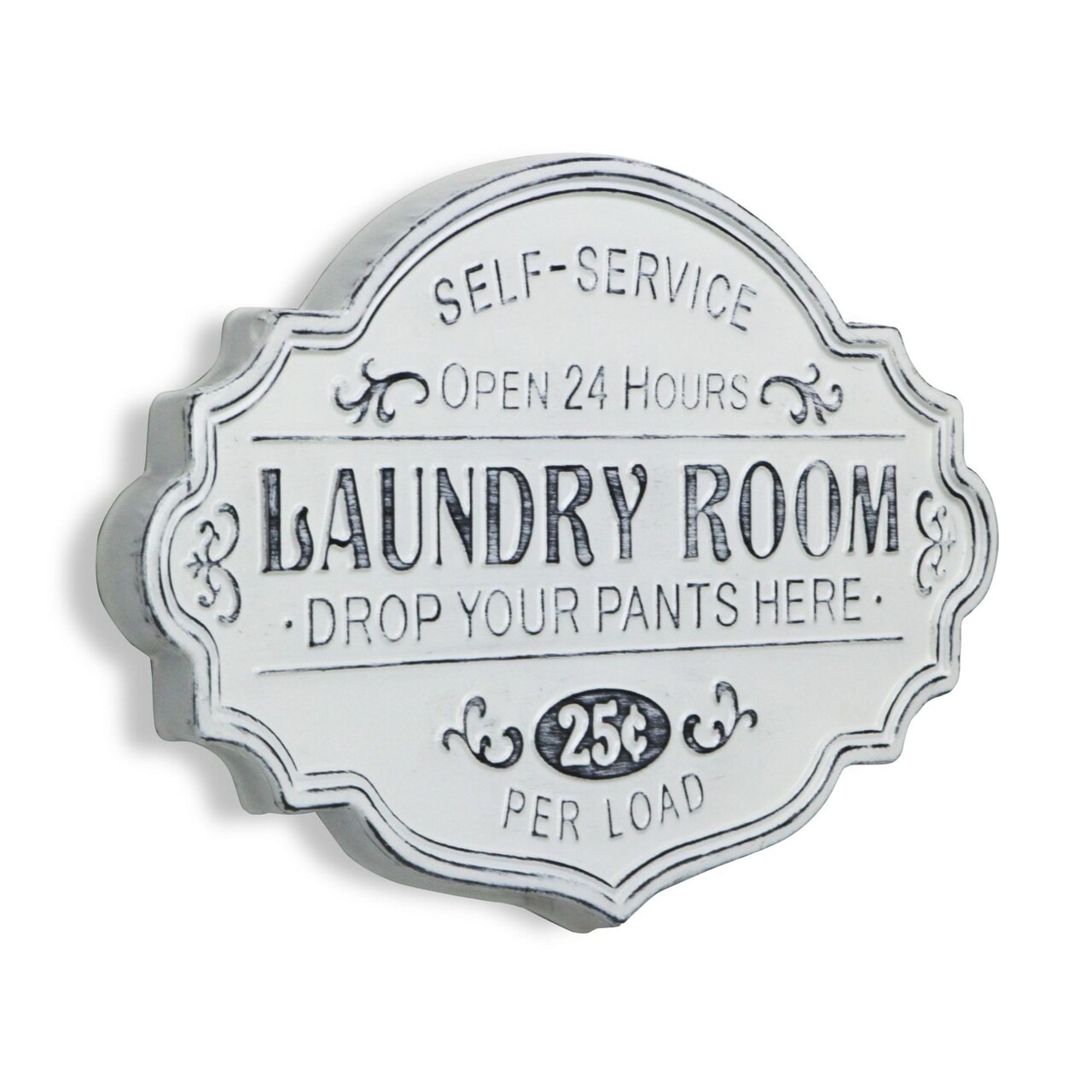 Contemporary Home Living 22" White and Black Handcrafted Laundry Room Wall Sign